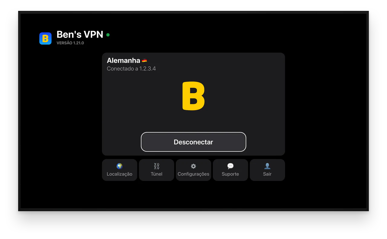 Ben's VPN numa TV: conectado à Alemanha